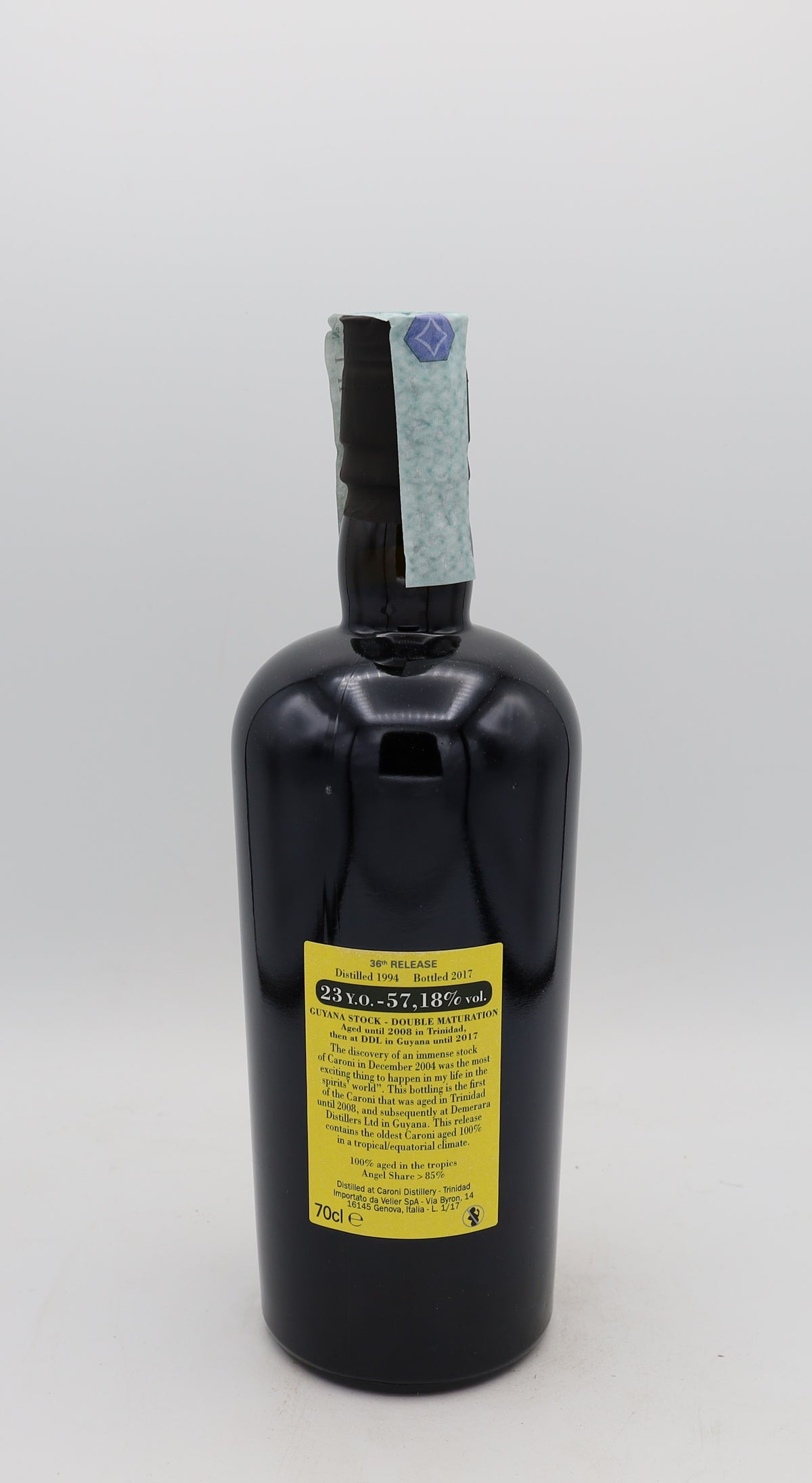 A Caroni Rum 1994 Guyana Stock, 23 years old, Reserved Treasures Club edition, presented in a collector’s box – rare aged Caribbean rum with rich, layered flavors.