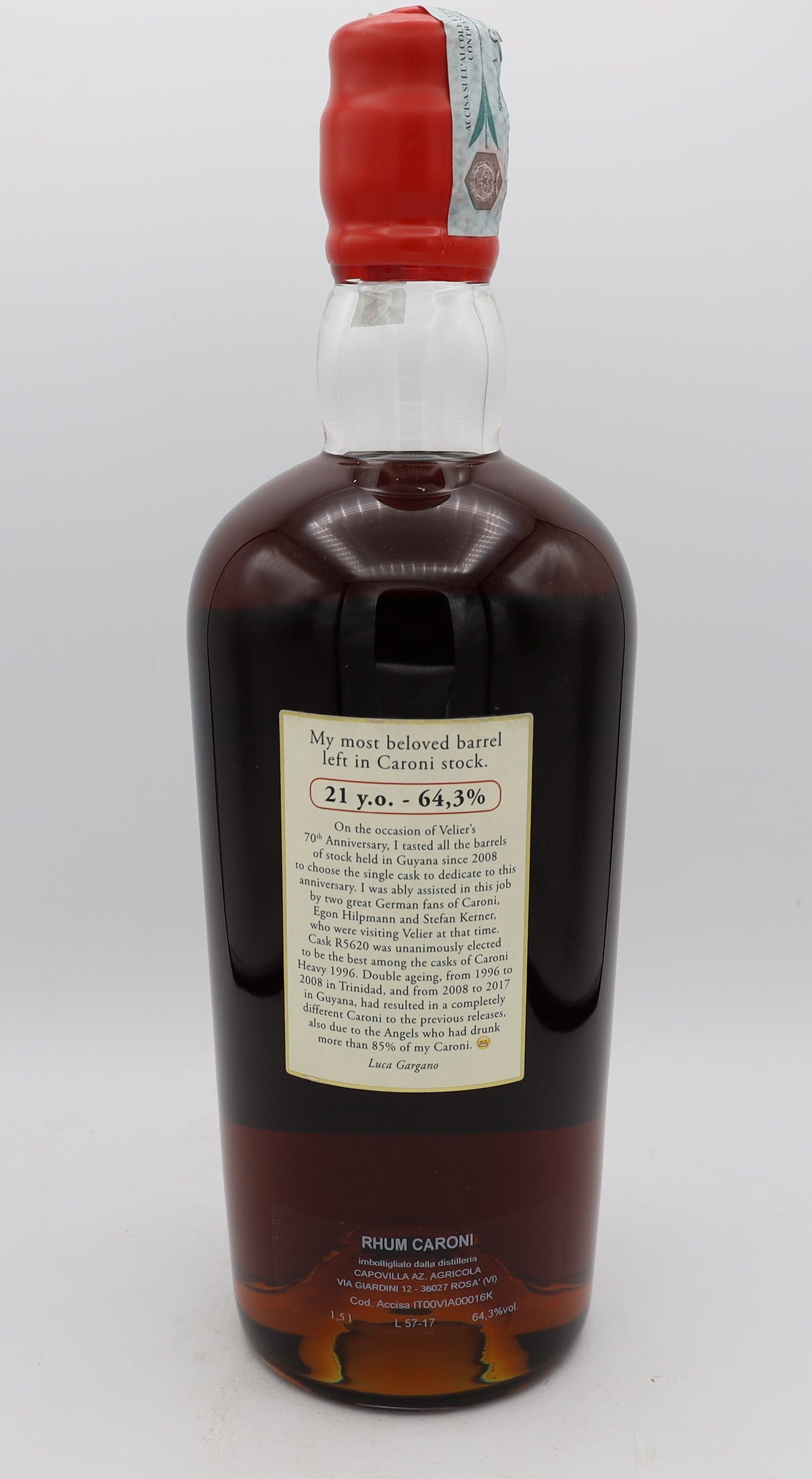 Caroni Rum Single Cask R5620 Magnum, 21-Year-Old, Vintage 1996, Vélier Edition – rare aged Caribbean rum with deep, complex flavors