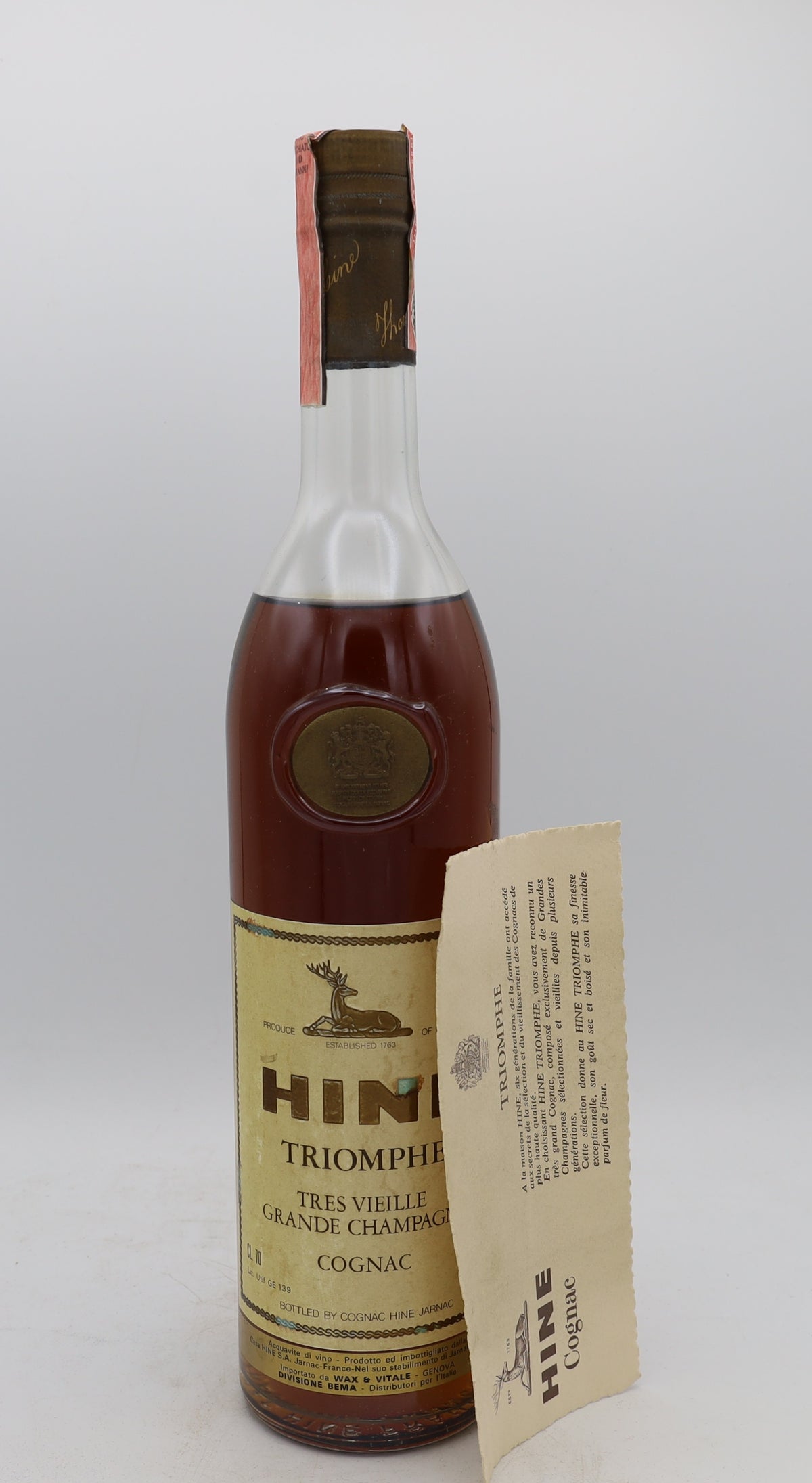 Hine Cognac Triomphe Tres Vieille Grande Champagne 1980's