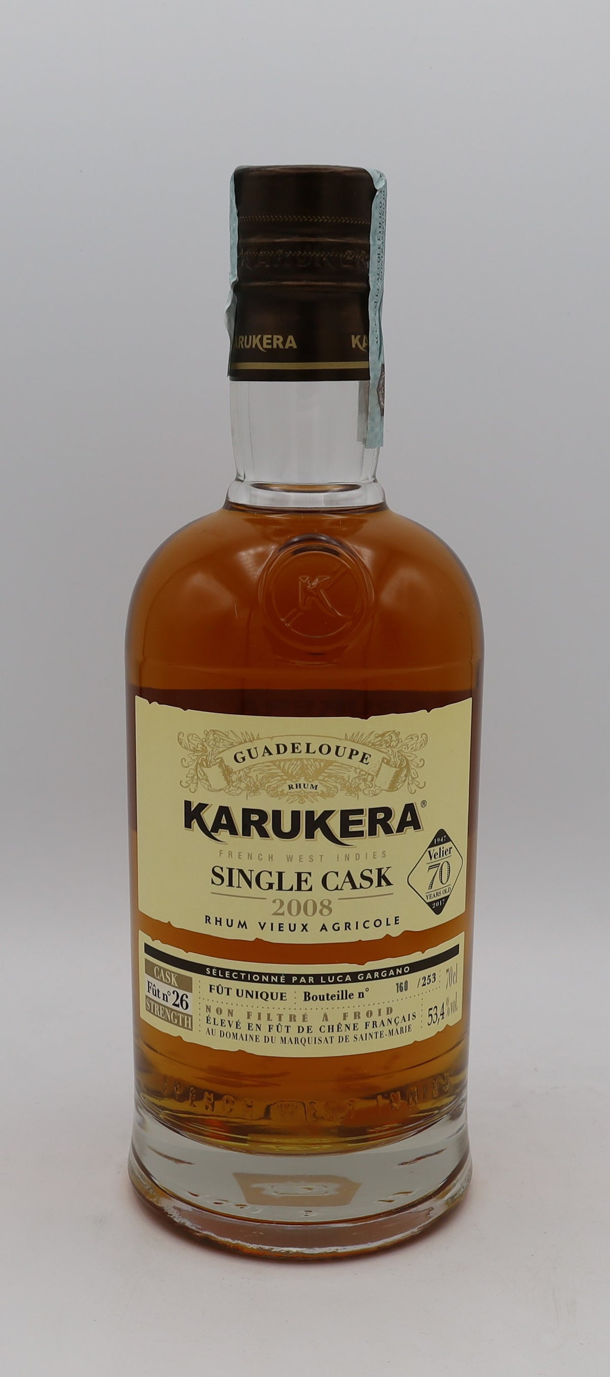 Karukera Rhum Vieux Agricole Velier Millésime 2008 – premium Guadeloupe rum with rich, complex flavors, aged to perfection for collectors and connoisseurs.