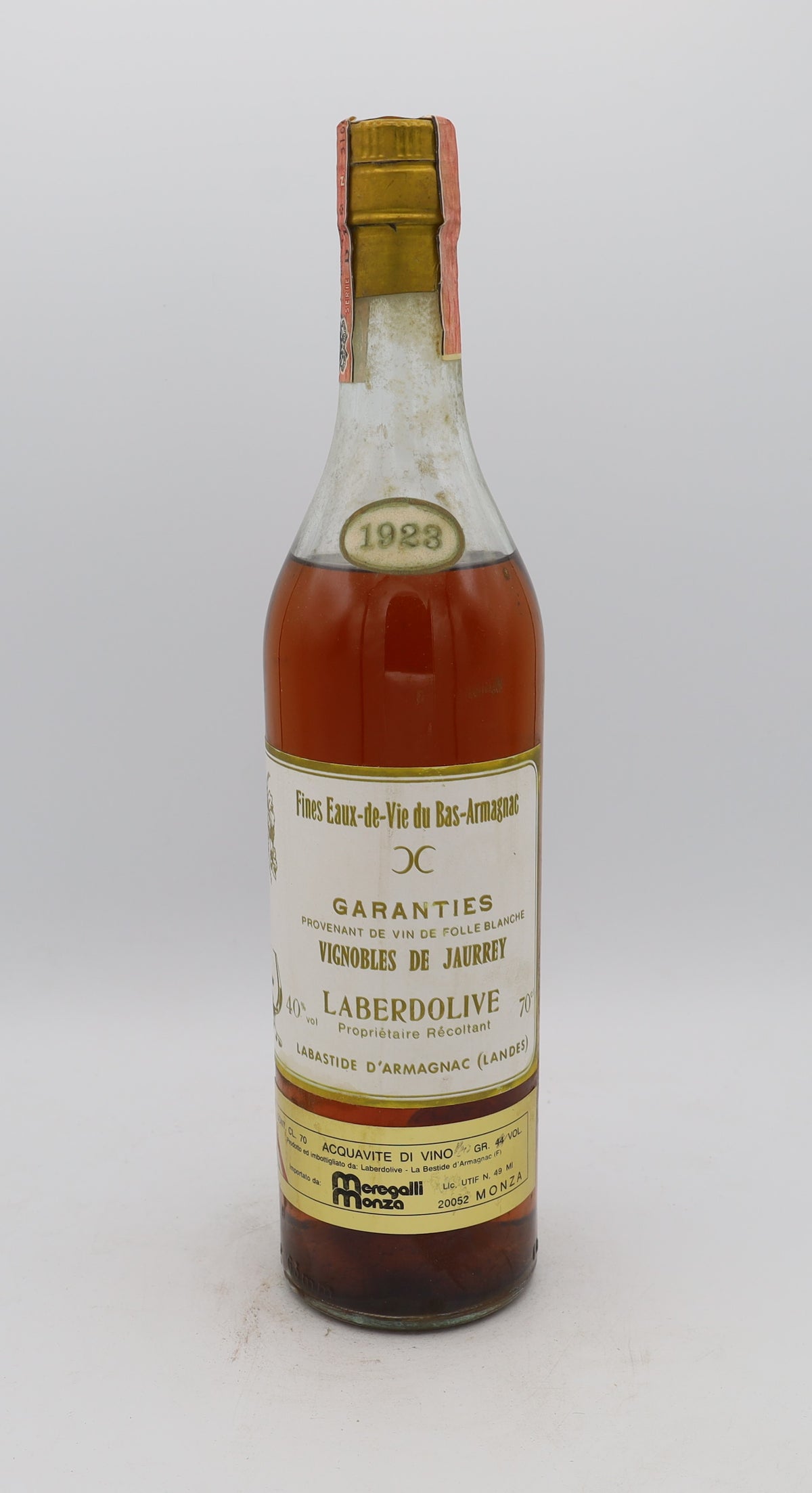 Laberdolive Bas-Armagnac Vintage 1923, Reserved Treasures Club edition – exceptionally rare vintage brandy with rich, complex flavors, perfect for collectors.