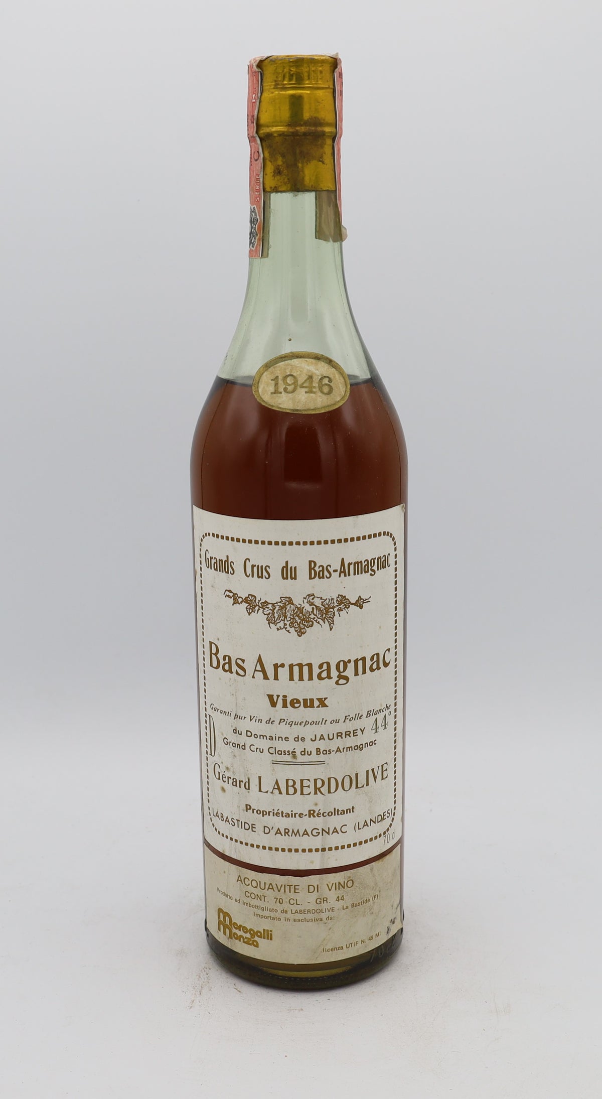 Laberdolive Bas-Armagnac Vintage 1946, Reserved Treasures Club edition – exceptionally rare vintage brandy with rich, complex flavors, perfect for collectors.