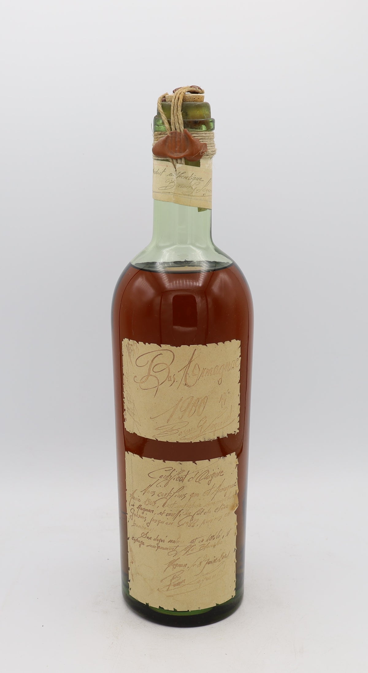 Baron G. Legrand Bas-Armagnac Vintage 1900, Reserved Treasures Club edition – exceptionally rare vintage brandy with rich, complex flavors, perfect for collectors.