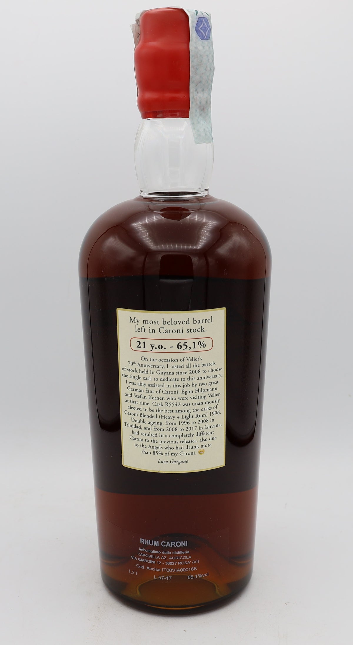 Caroni Rum Single Cask R5542, 21-Year-Old, Vintage 1996, Vélier Edition – rare aged Caribbean rum with deep, complex flavors.