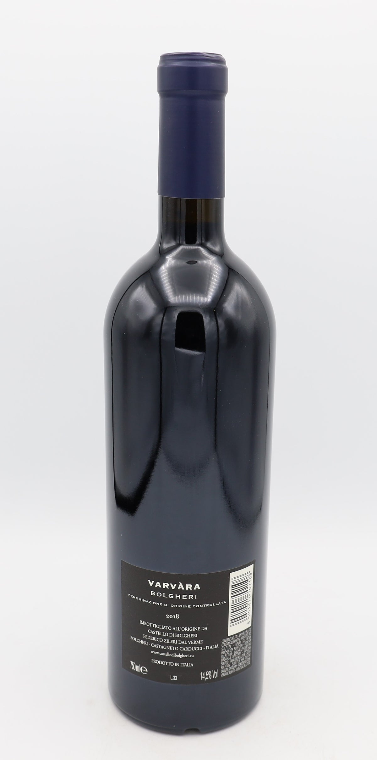 Castello di Bolgheri Varvara Rosso Vintage 2018 – elegant Tuscan red wine with aromas of ripe red fruits, spices and a hint of oak, crafted in the prestigious Bolgheri region.