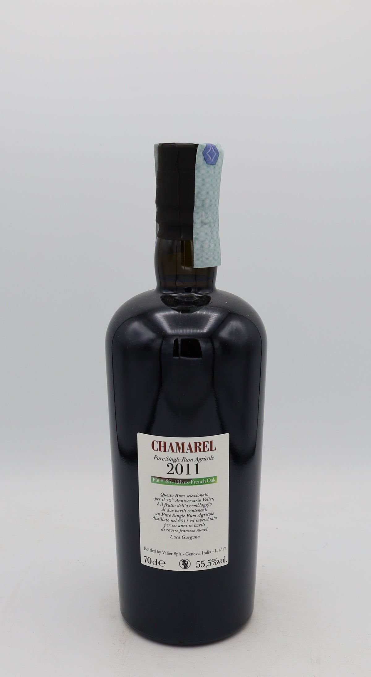 A Chamarel 2011 Pure Single Rum Agricole, 6 years old, Vélier and Reserved Treasures Club edition, presented in a collector’s box – rare aged rum with rich, complex flavors.
