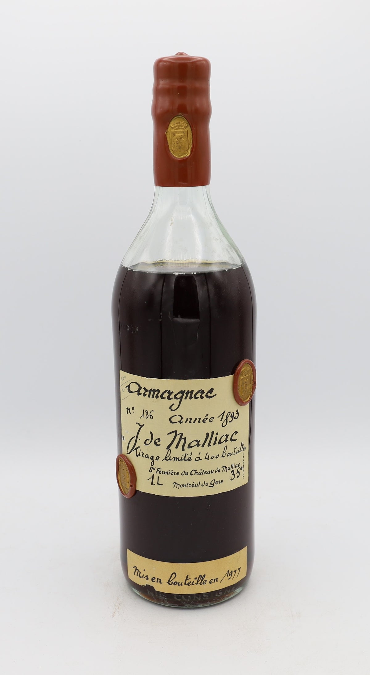 J. de Malliac Armagnac Vintage 1893, Reserved Treasures Club edition – exceptionally rare vintage brandy with rich, complex flavors, perfect for collectors.
