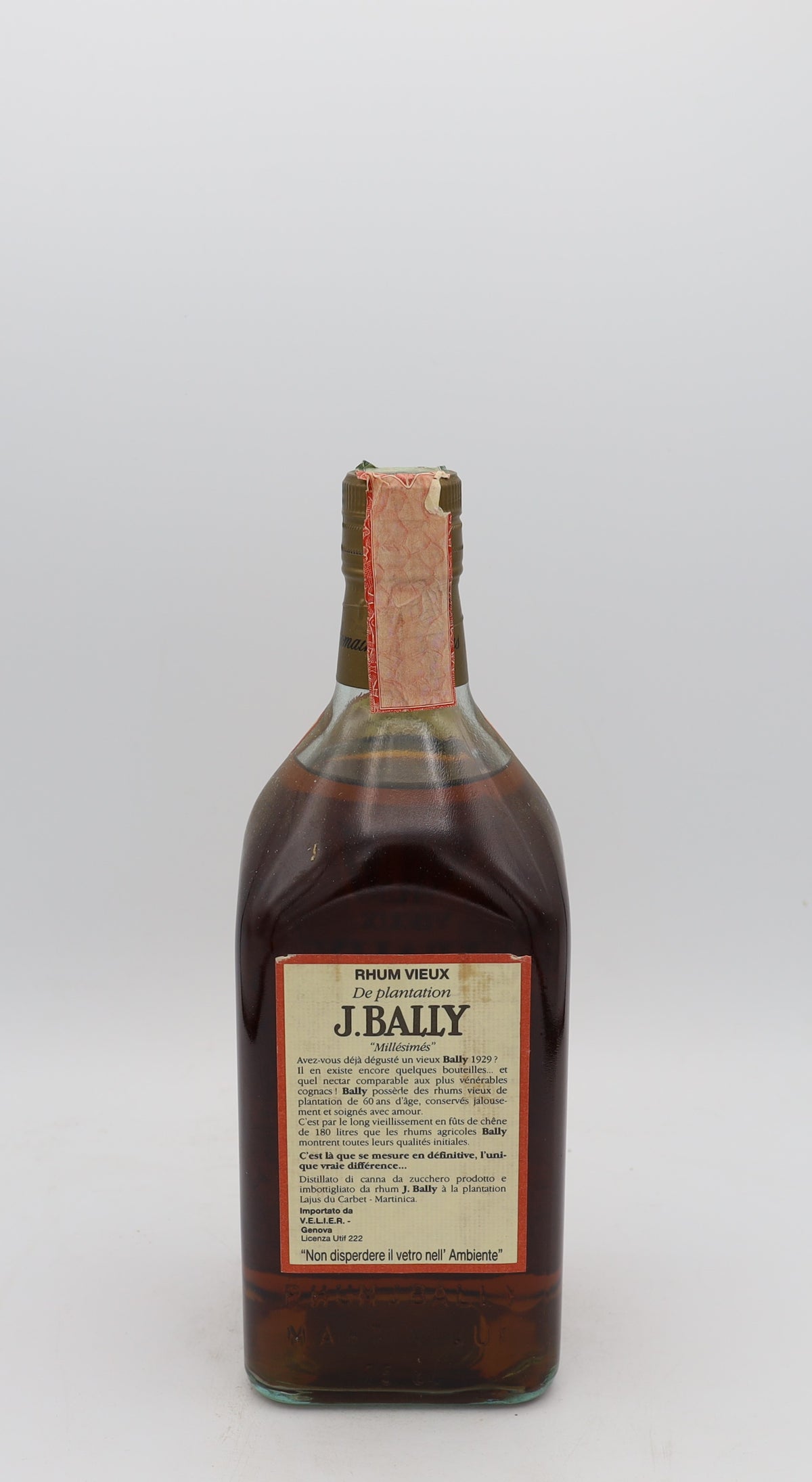 J. Bally 1985 Millésime Vieux Rhum Agricole, Reserved Treasures Club edition, presented in a collector’s box – rare aged Martinique rum with rich, complex flavors.