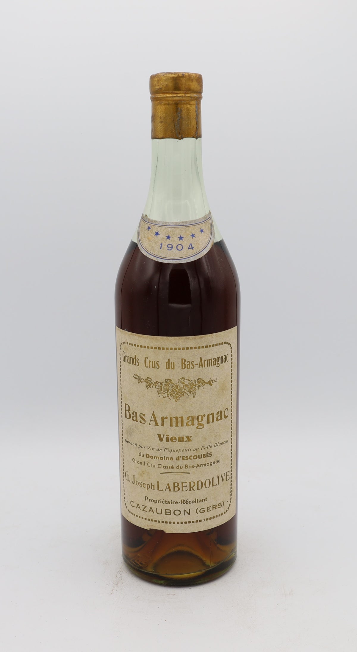 Laberdolive Bas-Armagnac Vintage 1904, Reserved Treasures Club edition – exceptionally rare vintage brandy with rich, complex flavors, perfect for collectors.