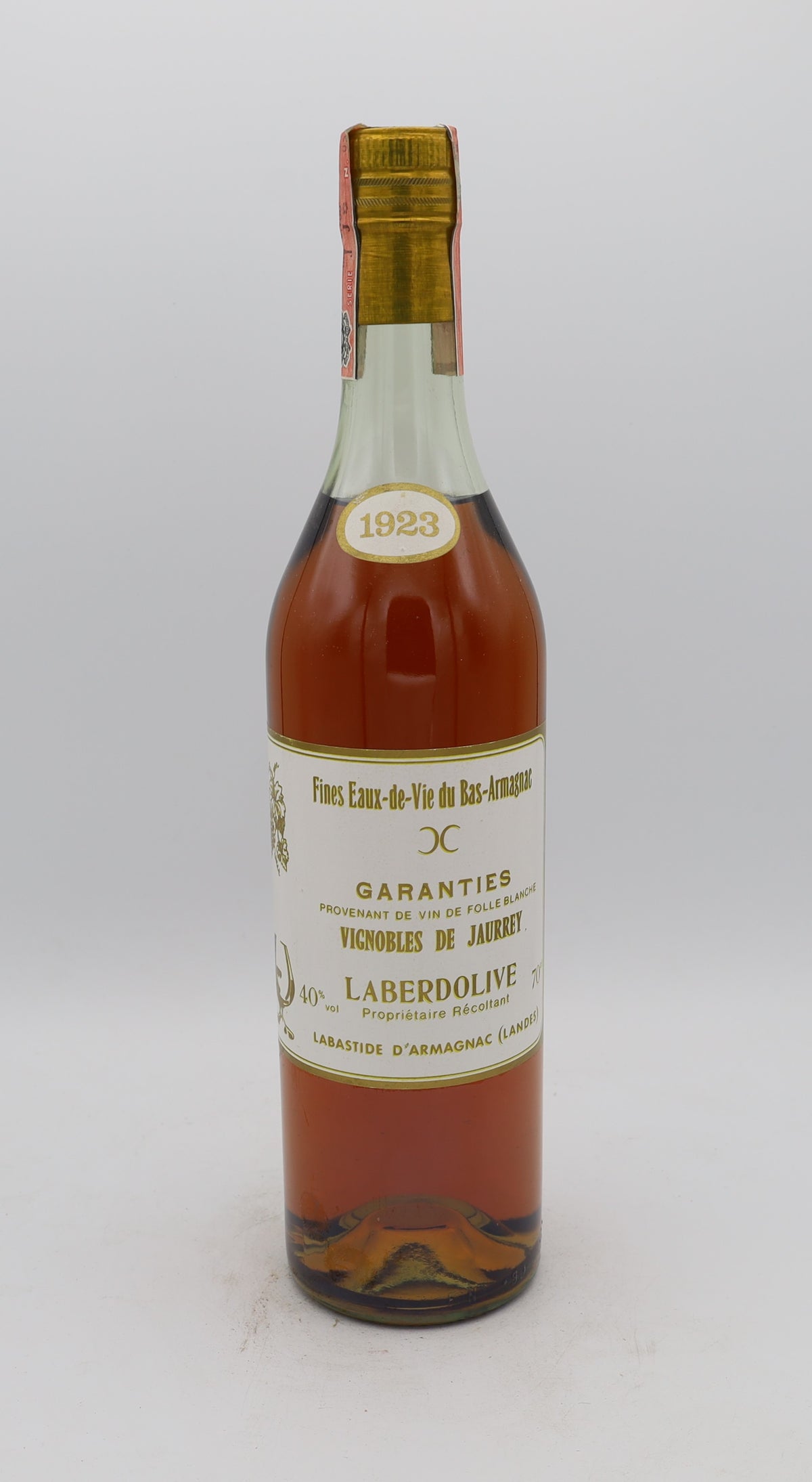 Laberdolive Bas-Armagnac Vintage 1923, Reserved Treasures Club edition – exceptionally rare vintage brandy with rich, complex flavors, perfect for collectors.