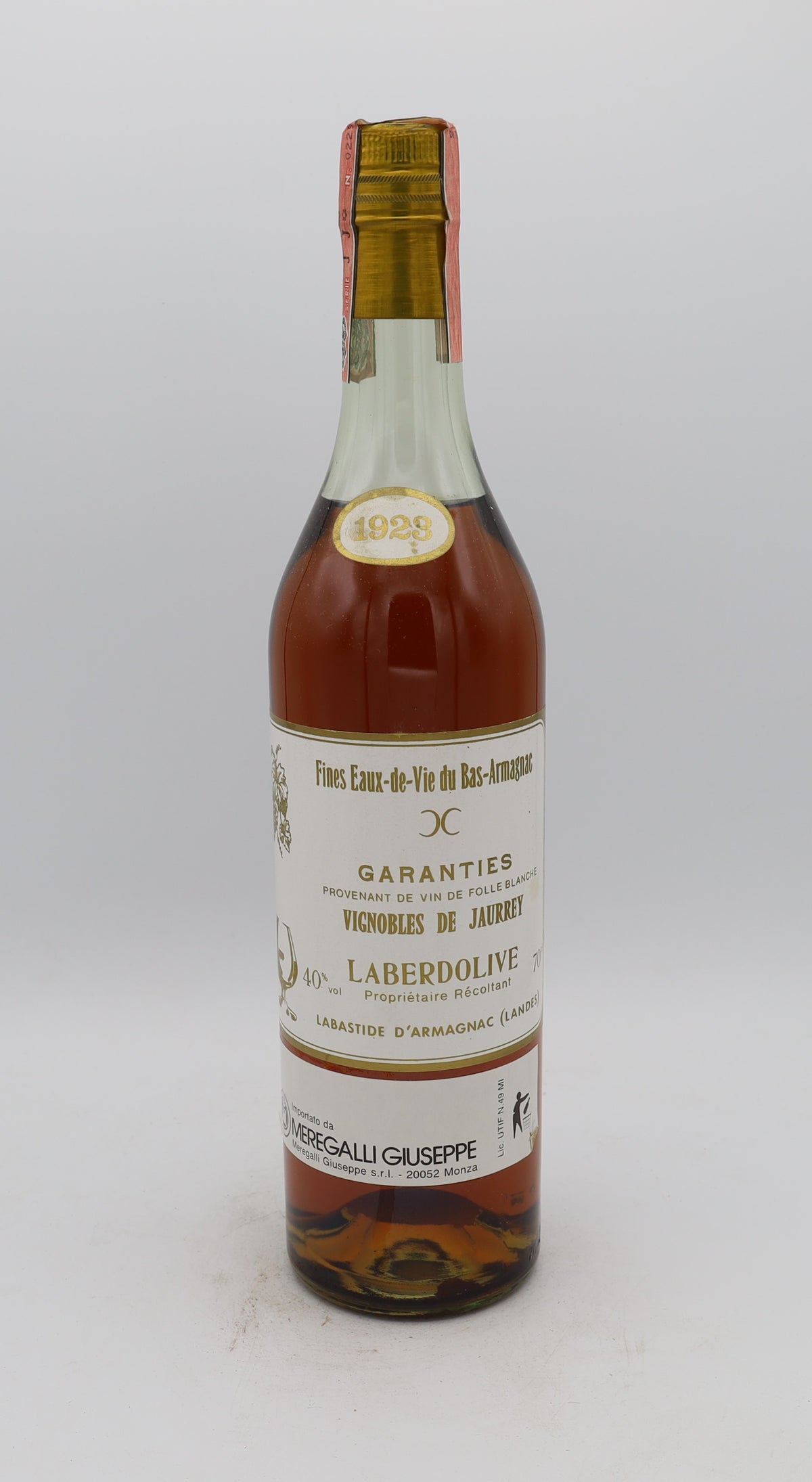 Laberdolive Bas-Armagnac Vintage 1923, Reserved Treasures Club edition – exceptionally rare vintage brandy with rich, complex flavors, perfect for collectors.