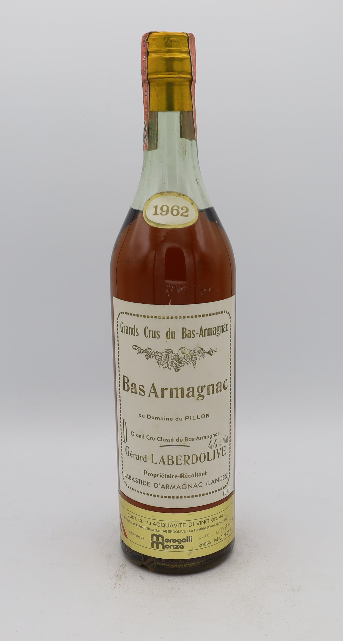 Laberdolive Bas-Armagnac Vintage 1962, Reserved Treasures Club edition – exceptionally rare vintage brandy with rich, complex flavors, perfect for collectors.