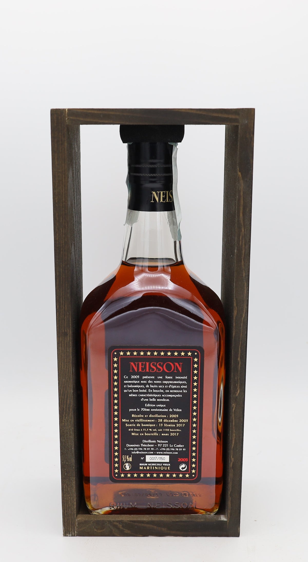 A Neisson Rhum Agricole Vieux, 2005, Vélier and Reserved Treasures Club edition, presented in a collector’s box – rare aged Martinique rum with rich, complex flavors.