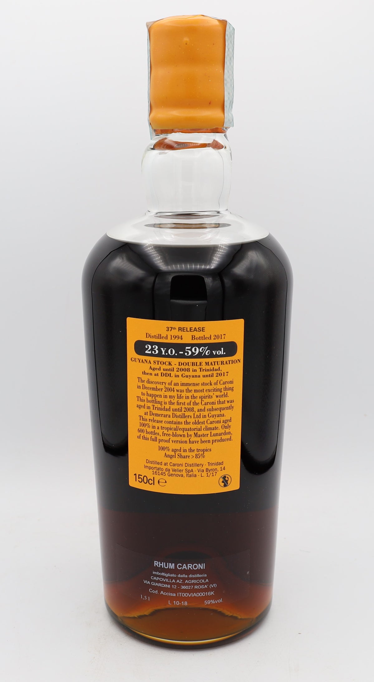 Caroni Rum Double Maturation Magnum, 23-Year-Old, Vintage 1994, Guyana Stock Edition – rare aged Caribbean rum with rich, layered flavors.